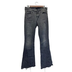 Mother The Weekender Fray Jeans Lighting Up Lanterns Grey Flare Raw Hem 29
